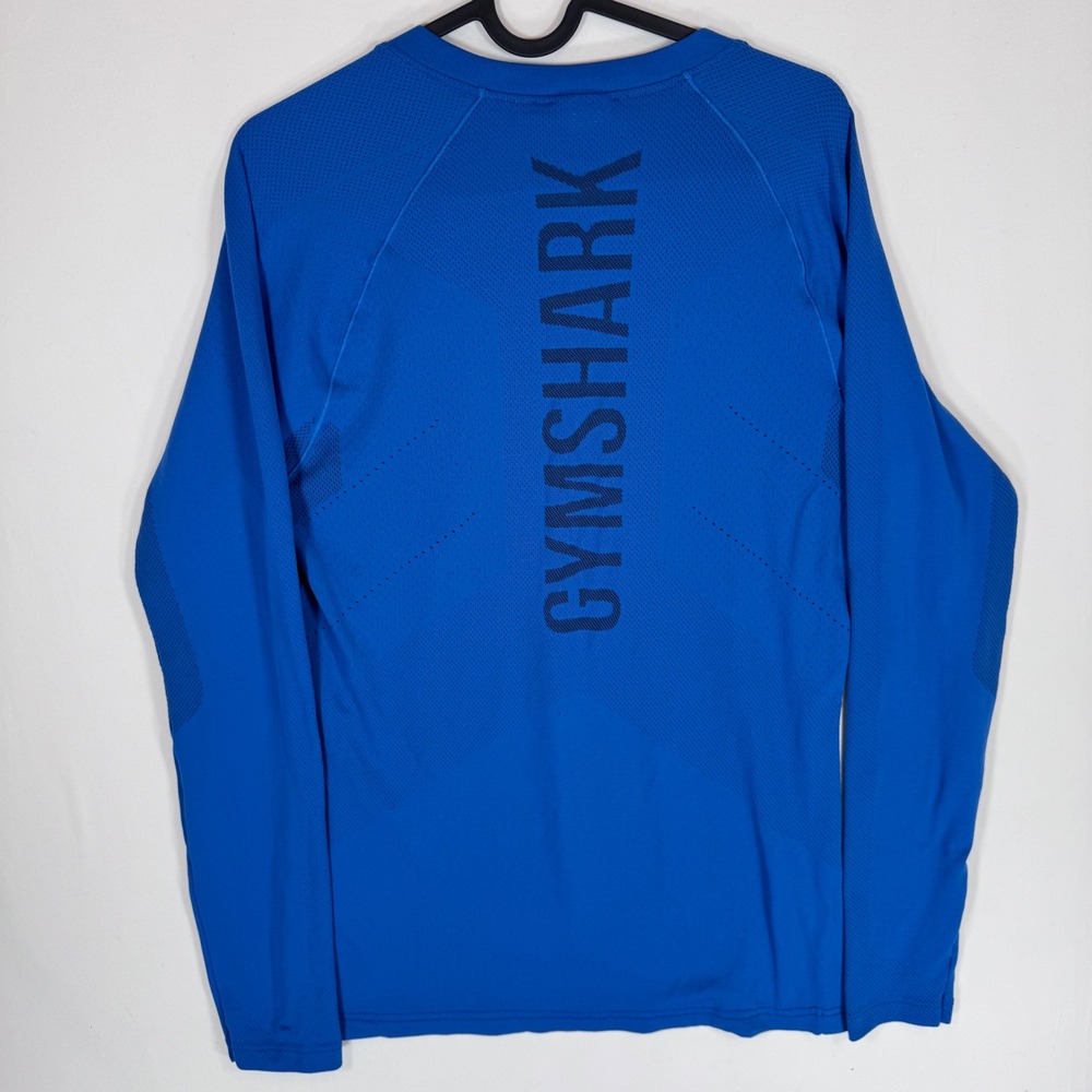 Gymshark Apex Seamless Long Sleeve T-Shirt Mens M Blue Mesh Vented Workout Gym - Picture 9 of 12